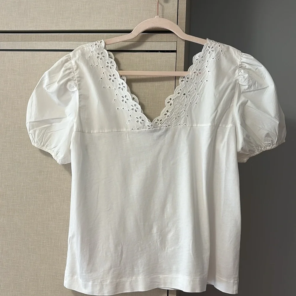 J. Crew size M White Eyelet Blouse - Picture 5 of 5